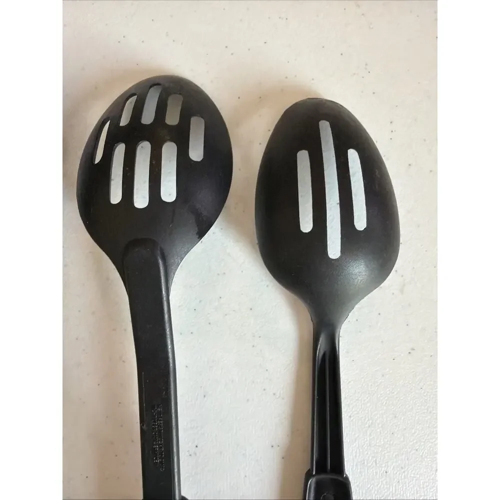 kitchen lot 4 Pc Black Nylon Plastic Utensils Spatula Spoons Ladle pasta slotted
